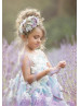 Lavender Flower Girl Dress With Draped Pearls